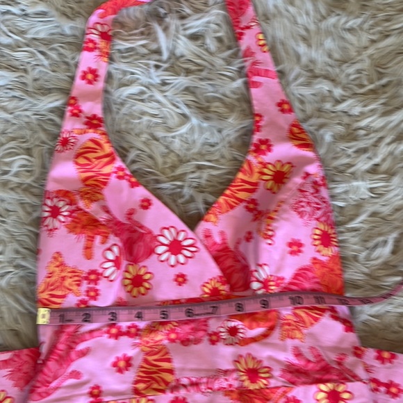 Lilly P pink/coral tiger halter dress - Picture 5 of 9